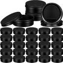 Honeydak 100 Pack 4 oz Aluminum Tins with Lids Metal Containers Screw Top Round Tin Cans for Cosmetic Lip Balm DIY Salves Candles Wax(Black)