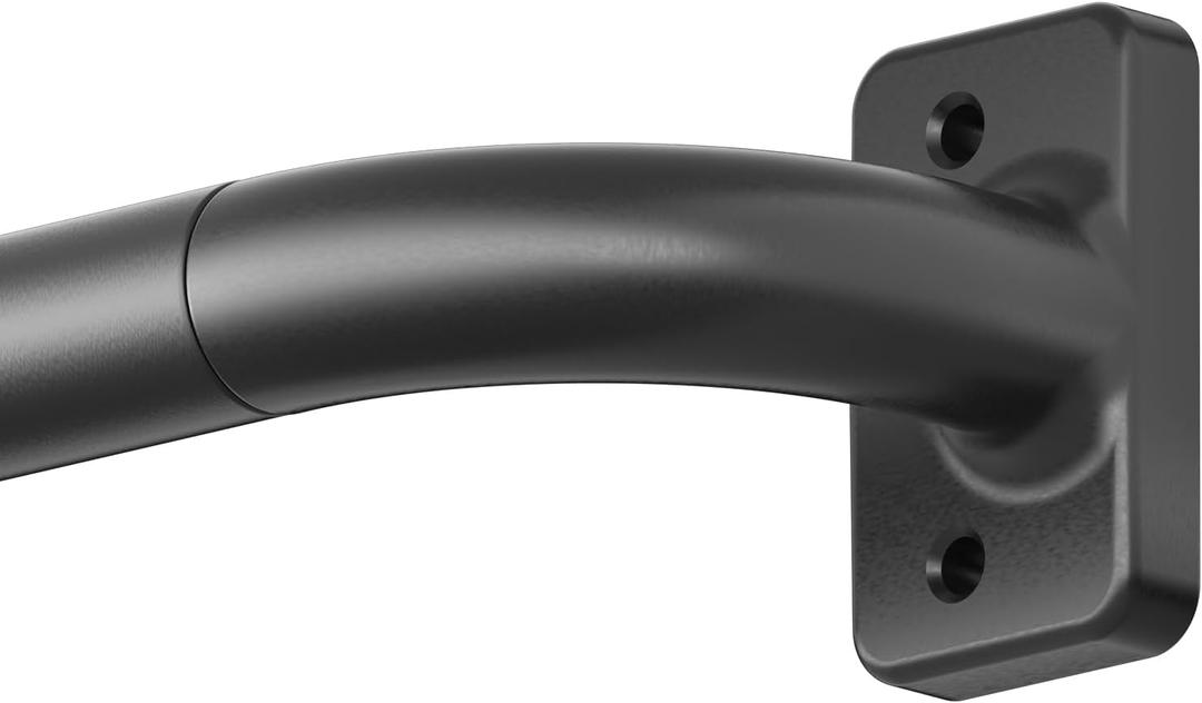 Black Wrap Around Curtain Rod Telescoping with Brackets,1 Inch Diameter Adjustable Blackout Curtain Rods for Windows 72 to 144 Inch