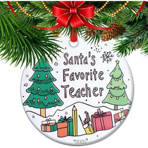 Santa's Favorite Teacher - End of Year Teacher Gift, 2025 Thank You Teacher Christmas Ornament (C4)