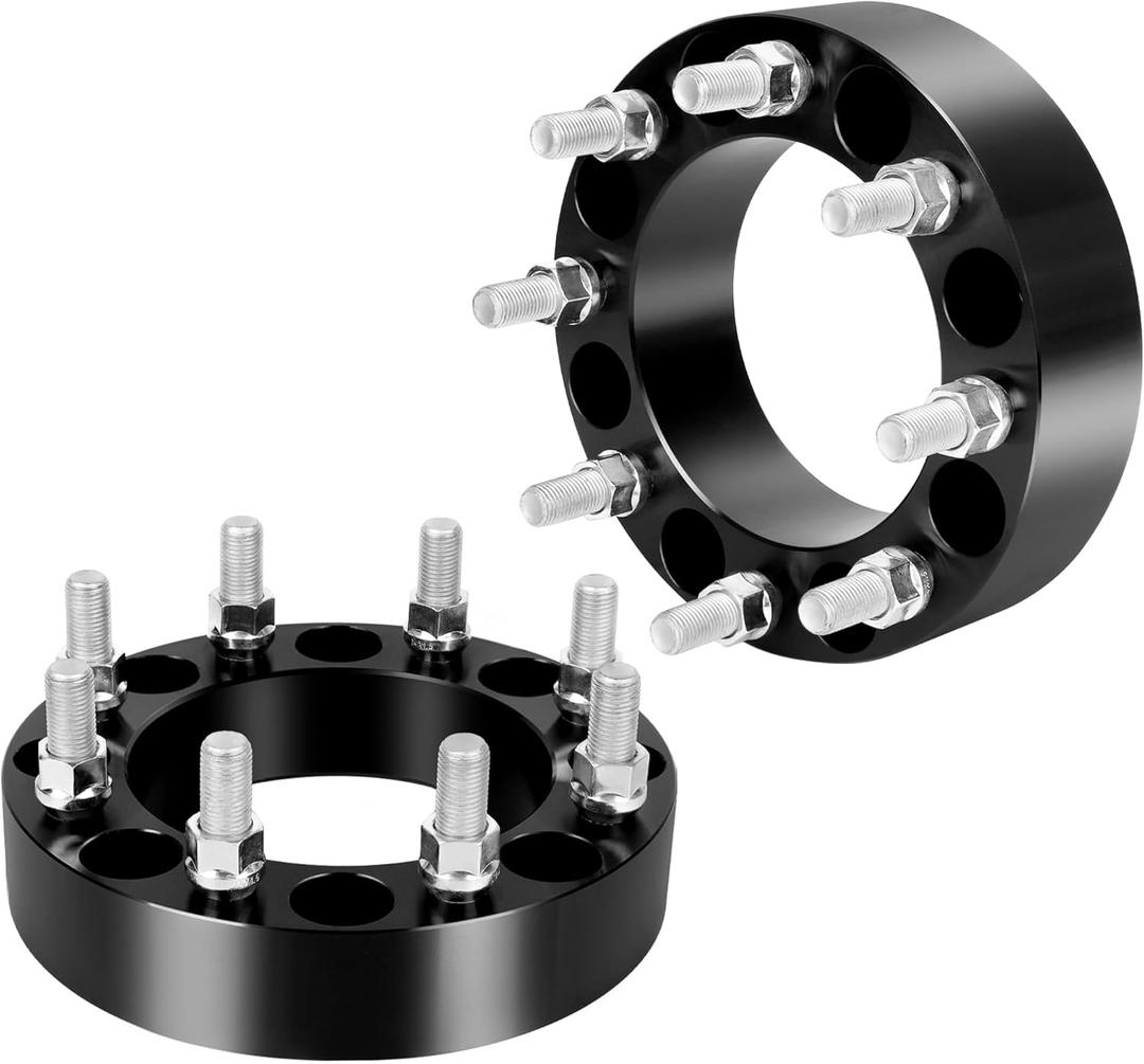 YIZBAP 8x6.5 to 8x170 Wheel Adapters for F250 F350 Wheels on Silverado Vehicle, 1.5 inch 8x165.1mm to 8x170mm Wheel Adapter 124.9mm Hub Bore with M14x1.5 Studs