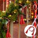 Dingion 20 Pcs Christmas Garland Decorative Banister Ties with Tassel 25.2 Inches Christmas Reusable Twist Ties for Garland Fireplace Staircase Banister Home Xmas Holiday Decorations(Red, White)