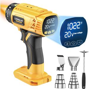 Heat Gun for Dewalt 20v Battery: 350W Cordless Battery Powered Heat Gun 122~1022 (50~550) - Variable Temperature Control Heat Shrink Gun with LED Digital Display for Shrink Tubing, Vinyl Wrap