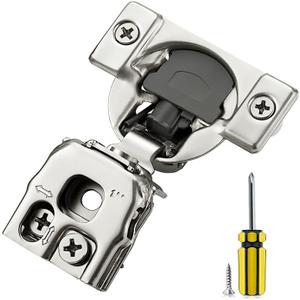 Ravinte 2 Pack 1 Pair 1 inch Overlay Cabinet Hinges Kitchen Soft Close Cabinet Hinges Hidden Door Hinge for Kitchen Cabinet Hinges Stainless Steel Adjustable Hinges Satin Nickel Cabinet Hardware