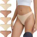 Seamless Camel Toe Underwear for Women Cameltoe Thongs with Concealer Comfy Invisible Workout Panties (X-Small, 2 Nude + 2 Light Nude + 2 Dark Nude)