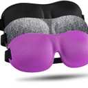 LKY DIGITAL Sleep Mask for Side Sleeper 3 Pack, Blackout 3D Eye Mask for Sleeping, Night Blindfold for Men Women (Purple & Gray & Black)