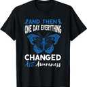 ALS Awareness One Day Everything Changed Blue Ribbon T-Shirt (Black, XXL)