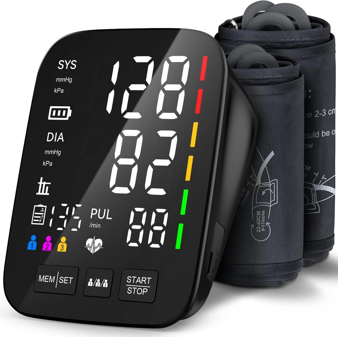 Blood Pressure Monitor for Home Use - 2 Size Cuffs (9"-17" & 13"-21"), Fits Medium, Large & Extra Large XL Upper Arms, Accurate Digital Automatic BP Machine, 5" LED Display, 3-User Mode, Model U80A