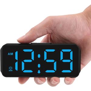 Peakeep Small Mini Digital Alarm Clock Battery Operated for Bedroom Travel, 1.65" Numbers Large Display Cordless Clock for Beside Seniors Elderly, Auto Manual Dimmers, 5 Levels Volume
