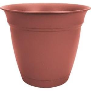 The HC Companies Eclipse Round Planter with Saucer - Outdoor & Indoor Plant Pot with Drainage Holes - Lightweight, UV-Resistant Plastic Pots for Plants, Flowers & Herbs (6" Clay, Pack of 1)