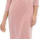 London Times Womens 3/4 Sleeve Criss Cross Waist Dress (8 Petite, Pink)