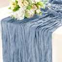 6 x Dusty Blue Cheese Cloth Table Runners, 35x120 Inch Boho Gauze Sheer Cheese Cloth Table Runner for Party Birthday Wedding Bridal Baby Shower Dining Decorations