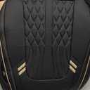 Leather Car Seat Covers 5 Pieces, Full Set Universal Seat Covers for Cars, Waterproof Nappa Leather Auto Seat Protectors, Black Car Seat Cover Most Sedans SUV Pick-up Truck Black&BeigeLine