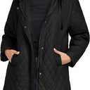 Womens Oversized Quilted Jackets Lightweight Long Sleeve Full Zipper Puffer Jacket Casual Hooded Coats with Pockets (Small, Black)