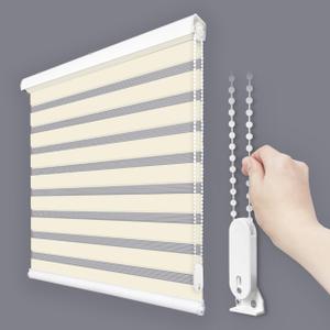 Foiresoft Custom Zebra Blinds for Windows [W10-110 x H10-115 Inch, Ivory, Basic], Light Filtering Dual Layer Roller Shades, 13 Colors, Customizable Options