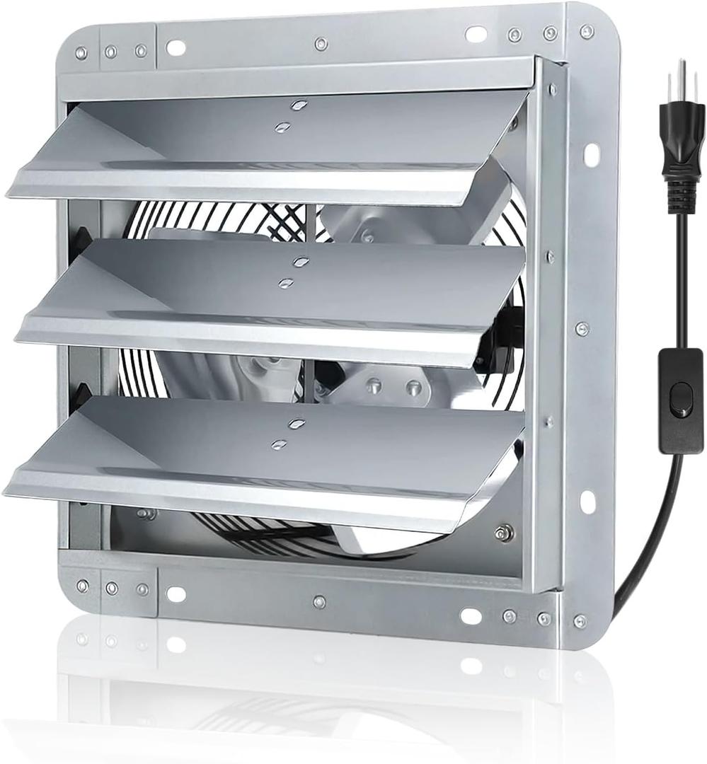 Shutter Exhaust Fan,12 inch Wall Mount Vent Fan with ON/OFF Switch,1680 RPM,970 CFM Attic Ventilator Fan for Greenhouse, Barn, Garage, Shed,Chicken Coops Ventilation Fans Shutter Exhaust Fan,12 inch Wall Mount Vent Fan with ON/OFF Switch,1680 RPM,970 CFM Attic Ventilator Fan for Greenhouse, Barn, Garage, Shed,Chicken Coops Ventilation Fans