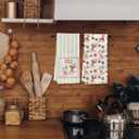 KEUSPI Coquette Red Bow Christmas Mahjong Cocktail Kitchen Towels, Gifts for Mahjong Lovers, Red and Green Christmas Mah Jong Decorative Hand Dish Tea Towels for Kitchen Bar, 16x24 Inches Set of 2