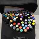 Caliart Markers, 100 Colors Dual Tip Art Markers Sketch Pens Permanent Alcohol Based, with Case for Adult Kids Halloween Drawing Sketching (Black Barrel)