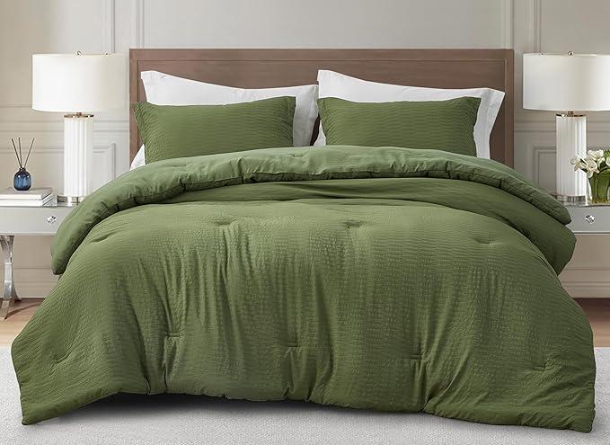 Modavari Home Fashions Luxe Jacquard comforter set Full/Queen 3 piece,1. full/queen Comforter,2 standard Pillow Shams,Green,92 in×96 in