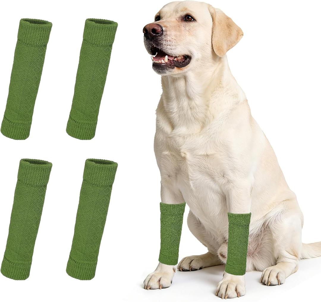 Dog Leg Warmers, Soft Dog Elbow Protector Sleeve Joint Protection Winter Warm Knitted Pet Leg Socks, (Green, XL, 4Pcs), Intended for Puppies Cats