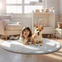 Ophanie White Round Rug 6Ft Circle Area Rug, Aesthetic Room Decor, Fluffy Fuzzy Bedroom Carpet, Plush Soft Shaggy Living Room Rugs for Kids Home Decor, Nursery