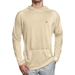 Mens Dry-Fit UPF 50+ Sun Shirt Hooded, Fishing Shirts for Men Long Sleeve, SPF Shirts for Men, Men's Rash Guard (Beige, S)