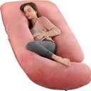 Elover Pregnancy Pillow U-Shaped Full Body Maternity Support Pillow for Pregnant Women with Replaceable and Washable Velvet Cover Size 60" (Velvet, Pink)