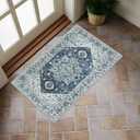 Collive Washable Indoor Doormat, Non Slip Retro Floor Mat 20"x32" Small Rug Quick Absorbent Entrance Rug Distressed Dark Blue/Multi Front Door Mat, Welcome Mats Entryway Doormat for Kitchen Home Patio
