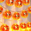 AceList Orange Disco Ball Decor 20 LED 9.8Ft String Light - Battery Powered and USB Plug, Fall Decor for 70's Party Decorations and Bachelor Birthday Parties, Mamma Mia