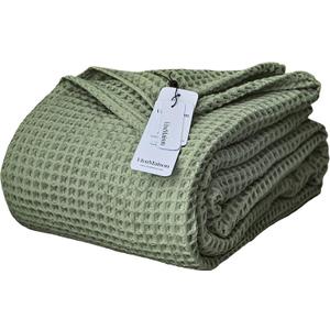 100% Turkish Cotton Waffle Throw Blanket King Size Sage Green - Premium Quality, Light and Airy Waffle All-Season Quilt - Lux Decorative Bedspread (Sage Green, King Size 95" x 110" Inch)