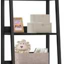 Furologee 5-Tier Ladder Shelf, Narrow Ladder Bookshelf with Drawer, 55.6Tall Industrial Bookcase Storage Rack Organizer, Freestanding Storage Shelve for Living Room, Home Office, Bedroom, Black Oak