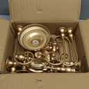 Metal Candelabra Gold Candle Stand 20in Tall, 5-Candle Candlestick Holder for Taper Candles, Candle Holder for Wedding Centerpiece Christmas Valentine Holiday Party Event Reception Decor, 2Pcs