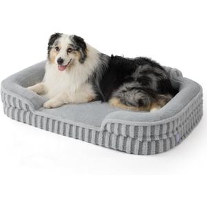 LE SURE Cute Dog Beds for Extra Large Dogs, Orthopedic Waterproof XL Pet Bed with Sides, High Back Non-Slip and Egg-Crate Foam Big Dog Couch Sofa with Washable Removable Cover, Grey