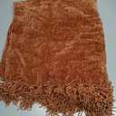 RECYCO Throw Blanket Soft Cozy Chenille Throw Blanket with Fringe Tassel for Couch Sofa Chair Bed Living Room Gift (Rust, 50" x 60")
