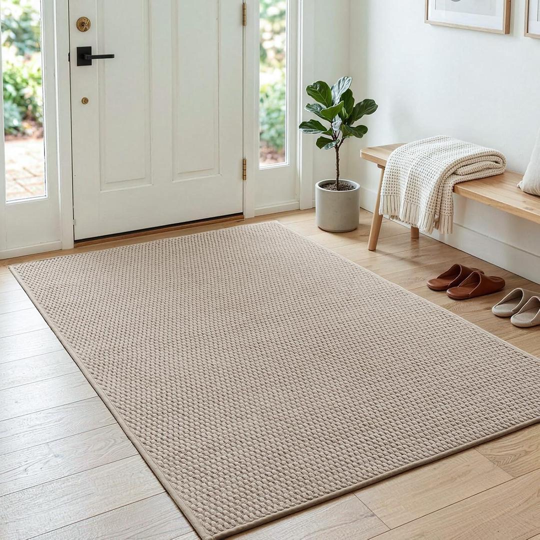 Sunfly 3x5 Washable Area Rug with Non Slip Rubber Backing Beige
Washable Runner Rug For Hallways, Non Slip Runner rug with Low Pile Carpet For Kitchen, Bedroom, Laundry & Entryway