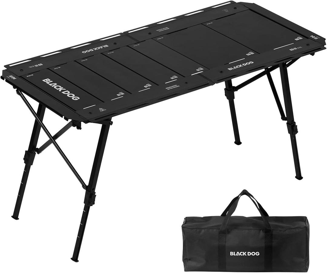 BLACKDOG Aluminum IGT for Camping, Portable Folding Table
Adjustable Height 16-24", 4.5 Unit IGT Modular System Compatibility Camping Table with Carry Bag, 7 Expandable Plates
