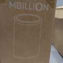 Mbillion Small Trash Can with Swing Lid 4 Gallons/ 15 Liter, Mini Trash Can with lid, Stainless Steel Cylindrical Garbage Can for Home and Office Bathroom Bedroom, for Ground and Desktop White