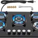 Gas Cooktop 30in, Countertop Gas Stove 5 Burners Tempered Glass Stove Top, NG/LPG Convertible,Default for Propane Gas for RVs Stove, Home (30Inch - 5 Burner)