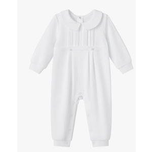 pureborn Unisex Baby Jumpsuit Infant Boys Girls Cotton Spring Fall Romper One-Piece Coverall Baptism Outfit White Newborn