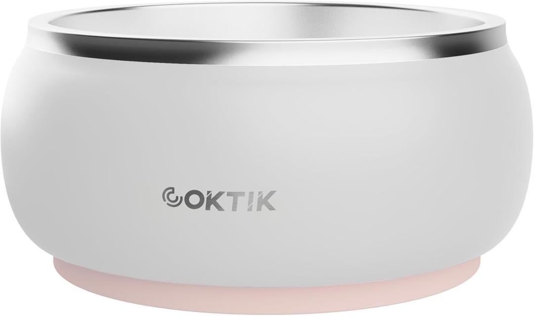 COKTIK Dog Bowl, Insulated Stainless Steel Food Bowls for Dogs & Cats, Non-Slip Dog Bowls Water Bowl Large Breed, Easy to Clean, Durable and Dishwasher Safe (64oz, White)
