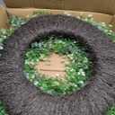 26'' Summer Wreath for Front Door, Porch- Artificial Eucalyptus, with Babys Breath Flowers Large Wreath for Home, Farmhouse Wall Decor, Green White
