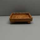 i-lan 9" Square Rattan Decorative Riser for Display,Small Items Serving Basket Vanity Tray - Square Woven Bread, Fruit, Keys Bowl Pedestal Stand,Flat Wicker Decorative Snack Trays for Candy Dish
