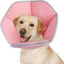 Dog Cone Collar Alternative After Surgery - Comfortable Dog Neck Recovery E-Collar for Small, Medium & Large Dogs - Post-Surgery Protective Collar, Pink Large