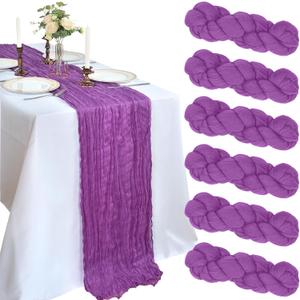 6 Pack 10Ft Purple Cheesecloth Table Runner 23 x 120 Inch | Gauze Rustic Boho Cheese Cloth, Sheer Fabric, For Holiday Party Wedding Banquet, Bridal Baby Shower Decor