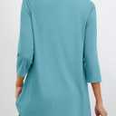 MEROKEETY 3/4 Length Sleeve Womens Tunic Tops Summer Dressy Casual Pleated Loose Fit Shirt Blouses (S)