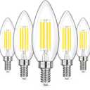 GGOYING LED Chandelier Light Bulbs 40W Equivalent, 500LM E12 Candle Base, 4W B11 Filament Candelabra Bulb Daylight White 5000K, Clear Glass Non-Dimmable, 5 Pack