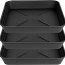3 Pack Square Plant Saucer Tray 20 inch, Heavy Duty Plastic Plant Saucers for Indoors Outdoor, Flower Plant Drip Trays for Pots, Square Seed Starting Tray, Seedling Growing Trays