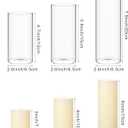 Shihanee 36 Pcs Pillar Candles and Glass Cylinder Vases Tall Cylinder Holders for Pillar Candles Wedding Centerpieces, Total 18 Sets(2.6'' X 4.7'', 5.9'', 7.9'',Clear,Ivory)
