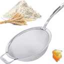 9" Large Mesh Strainer, Stainless Steel 18/8 Extra Fine Quinoa Sieve, with Solid Sturdy Handle, Flour Filter with Wider Hook