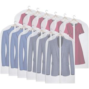 Kntiwiwo Garment Bags Clear Suit Bag for Closet Storage Hanging Clothes Dress Cover Bags (24" x 40"12pcs)