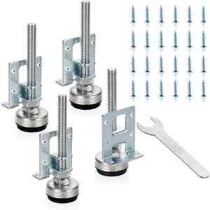 OwnMy 4 Packs Heavy Duty Adjustable Furniture Leveling Feets L Shaped Furniture Leveler Legs, Furniture Mounting Brackets Metal Furnitures Leveling Load Table Leg for Workbench Cabinet Wardrobe, 4.3"
